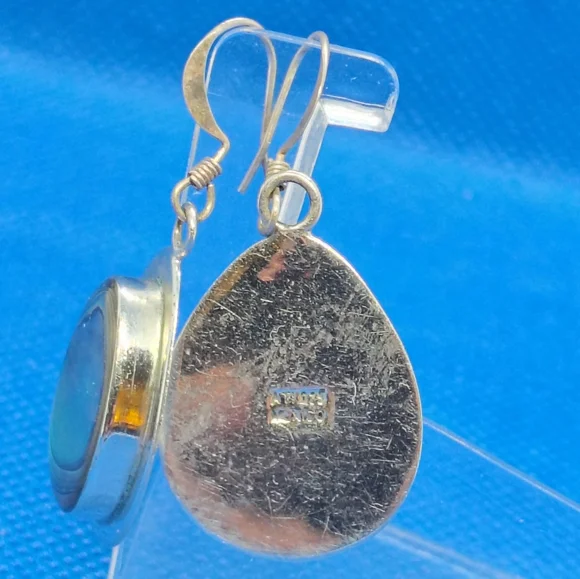 Silver Vintage Earring Lot- Vintage Native Liquid Silver Drop & Drop Abalone - Picture 5 of 10